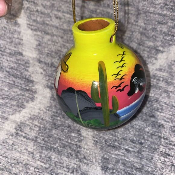 Christmas Ball Ornament Mexican Ceramic Clay Folk Art Pottery Miguel Ascencio - Picture 5 of 6
